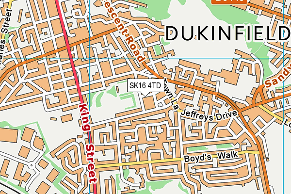 SK16 4TD map - OS VectorMap District (Ordnance Survey)