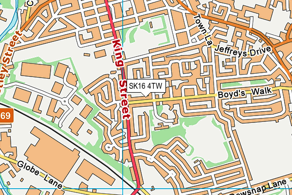 SK16 4TW map - OS VectorMap District (Ordnance Survey)