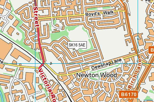 SK16 5AE map - OS VectorMap District (Ordnance Survey)