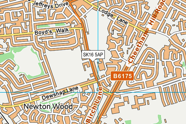 Woodhams Park map (SK16 5AP) - OS VectorMap District (Ordnance Survey)