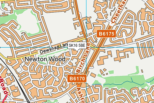 SK16 5BE map - OS VectorMap District (Ordnance Survey)