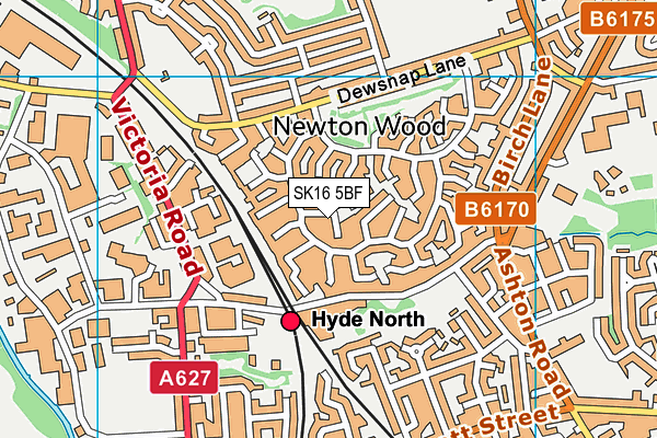 SK16 5BF map - OS VectorMap District (Ordnance Survey)