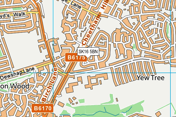 SK16 5BN map - OS VectorMap District (Ordnance Survey)