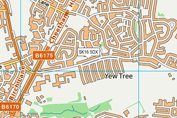 SK16 5DX map - OS VectorMap District (Ordnance Survey)