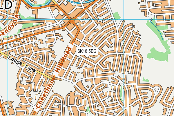 SK16 5EG map - OS VectorMap District (Ordnance Survey)