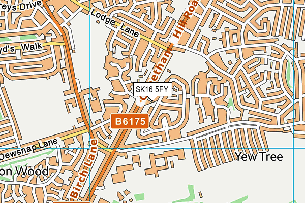 SK16 5FY map - OS VectorMap District (Ordnance Survey)