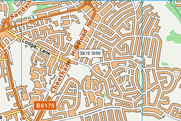 SK16 5HW map - OS VectorMap District (Ordnance Survey)