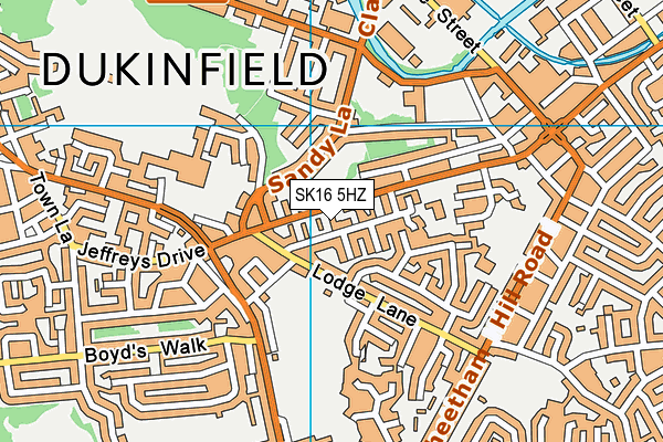 SK16 5HZ map - OS VectorMap District (Ordnance Survey)