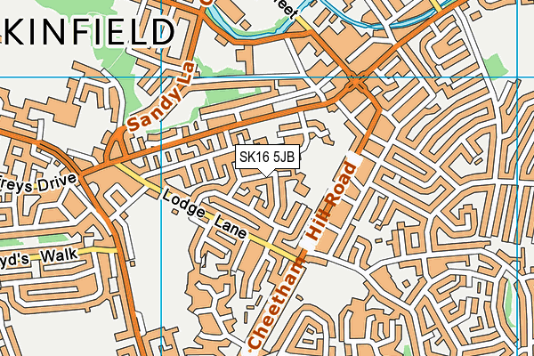 SK16 5JB map - OS VectorMap District (Ordnance Survey)