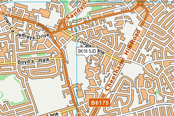 SK16 5JD map - OS VectorMap District (Ordnance Survey)