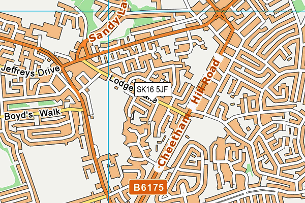 SK16 5JF map - OS VectorMap District (Ordnance Survey)