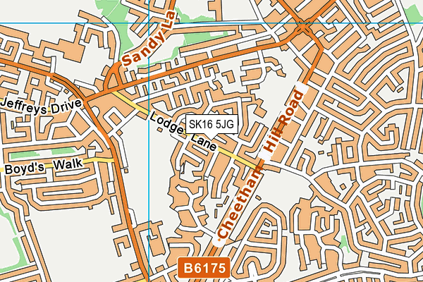 SK16 5JG map - OS VectorMap District (Ordnance Survey)