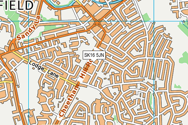 SK16 5JN map - OS VectorMap District (Ordnance Survey)