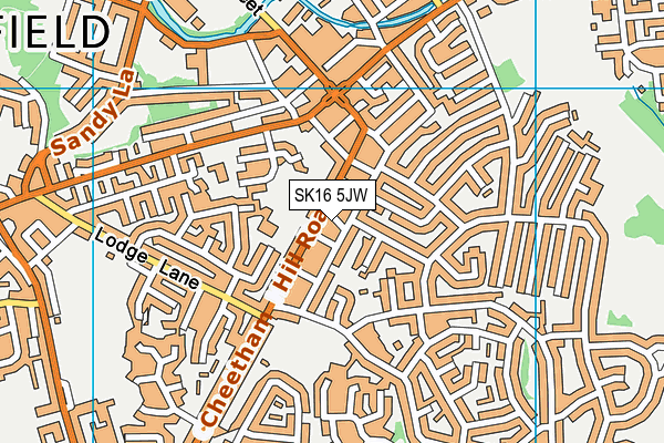SK16 5JW map - OS VectorMap District (Ordnance Survey)