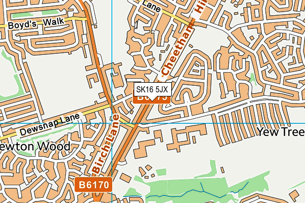 SK16 5JX map - OS VectorMap District (Ordnance Survey)
