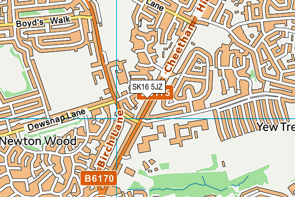 SK16 5JZ map - OS VectorMap District (Ordnance Survey)