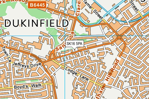 SK16 5PA map - OS VectorMap District (Ordnance Survey)