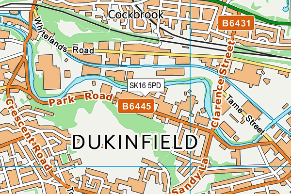 SK16 5PD map - OS VectorMap District (Ordnance Survey)