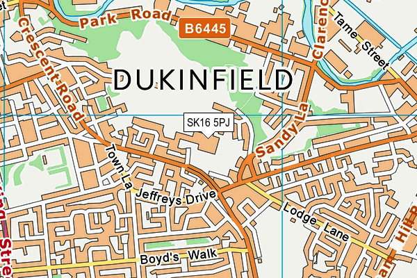 SK16 5PJ map - OS VectorMap District (Ordnance Survey)