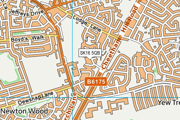 SK16 5QB map - OS VectorMap District (Ordnance Survey)
