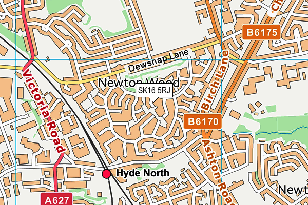 SK16 5RJ map - OS VectorMap District (Ordnance Survey)