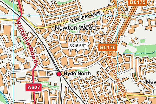 SK16 5RT map - OS VectorMap District (Ordnance Survey)