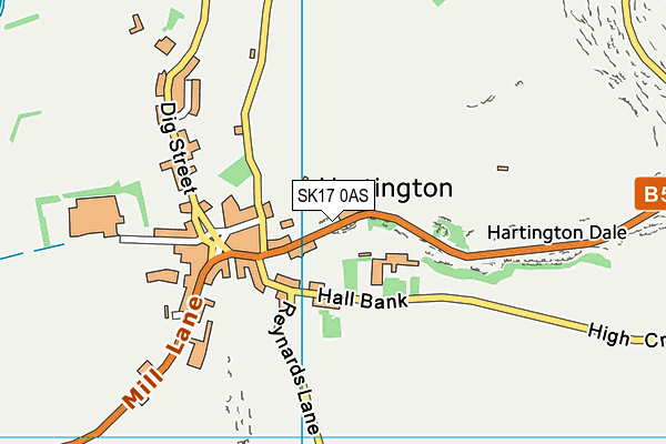 Hartington CofE Primary School map (SK17 0AS) - OS VectorMap District (Ordnance Survey)