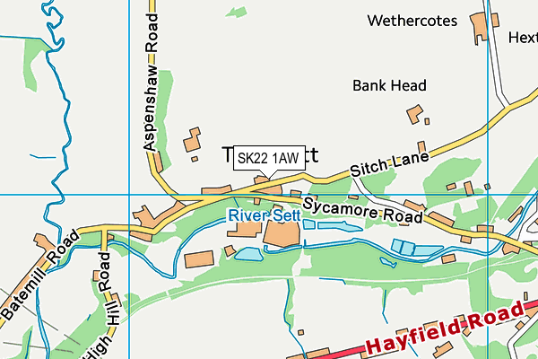 SK22 1AW map - OS VectorMap District (Ordnance Survey)