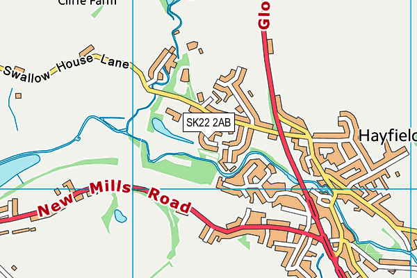 SK22 2AB map - OS VectorMap District (Ordnance Survey)