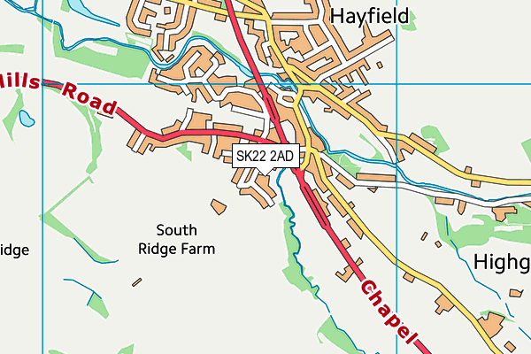 SK22 2AD map - OS VectorMap District (Ordnance Survey)