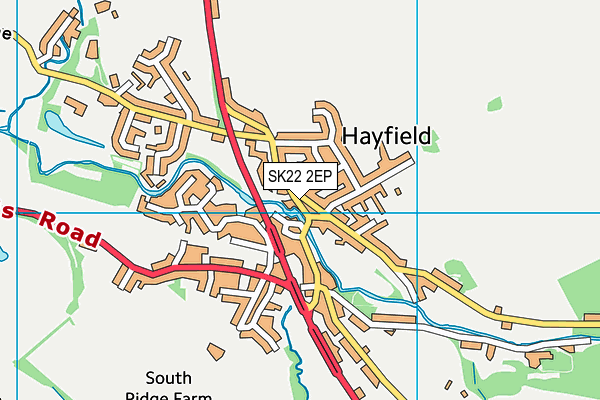 Hayfield Cricket Club map (SK22 2EP) - OS VectorMap District (Ordnance Survey)