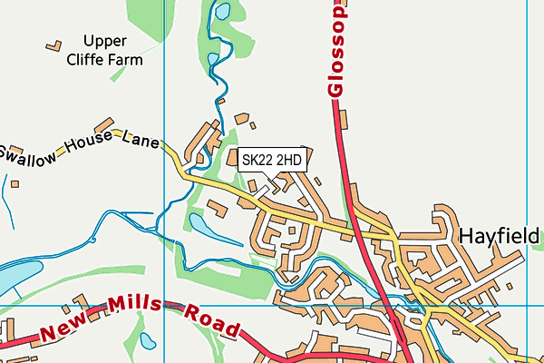 SK22 2HD map - OS VectorMap District (Ordnance Survey)