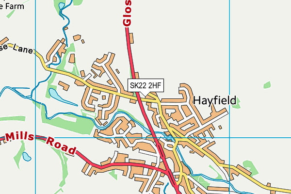 SK22 2HF map - OS VectorMap District (Ordnance Survey)