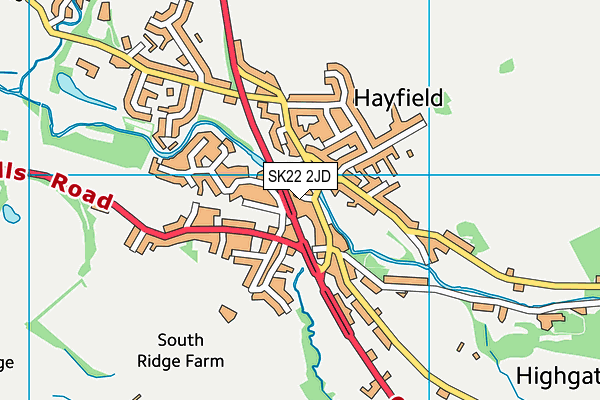 SK22 2JD map - OS VectorMap District (Ordnance Survey)