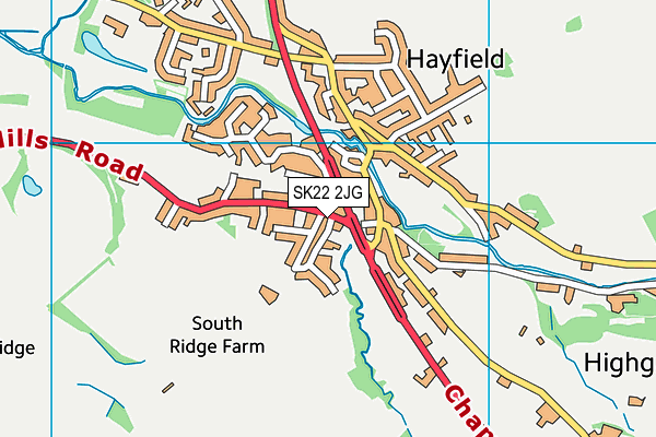 SK22 2JG map - OS VectorMap District (Ordnance Survey)