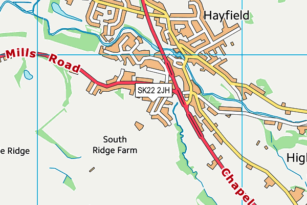 SK22 2JH map - OS VectorMap District (Ordnance Survey)