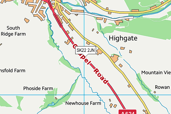 SK22 2JN map - OS VectorMap District (Ordnance Survey)