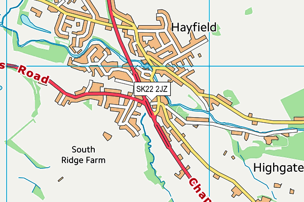 SK22 2JZ map - OS VectorMap District (Ordnance Survey)