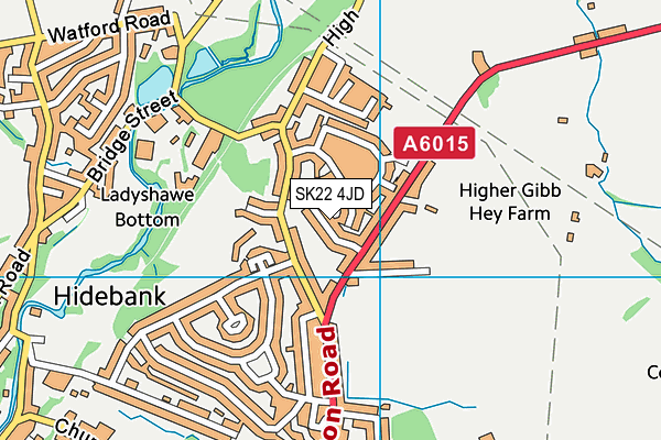 SK22 4JD map - OS VectorMap District (Ordnance Survey)