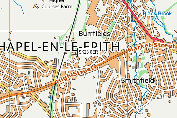 SK23 0ER map - OS VectorMap District (Ordnance Survey)