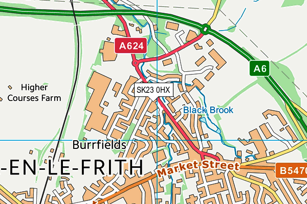 SK23 0HX map - OS VectorMap District (Ordnance Survey)