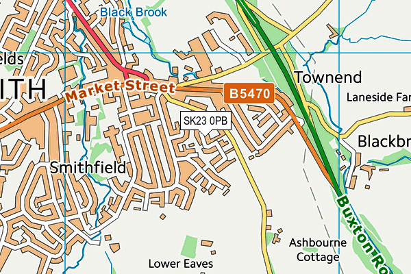 SK23 0PB map - OS VectorMap District (Ordnance Survey)