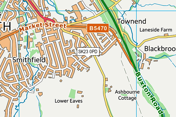 SK23 0PD map - OS VectorMap District (Ordnance Survey)