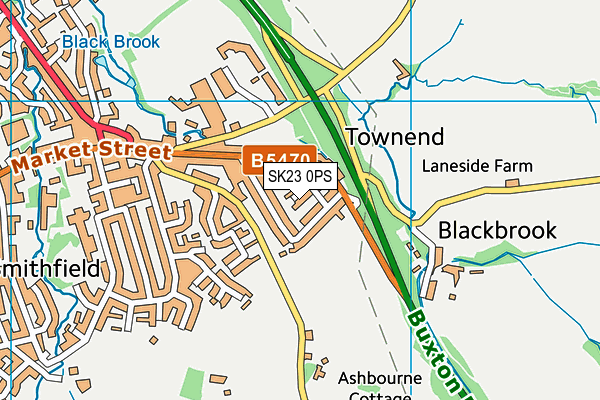 SK23 0PS map - OS VectorMap District (Ordnance Survey)