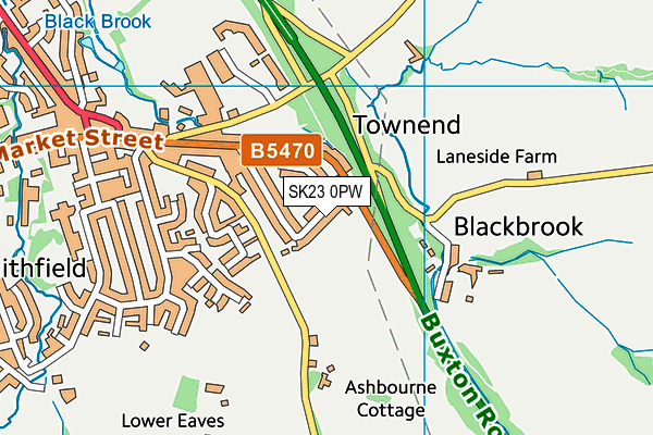 SK23 0PW map - OS VectorMap District (Ordnance Survey)