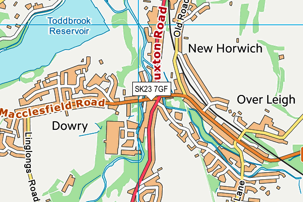 SK23 7GF map - OS VectorMap District (Ordnance Survey)