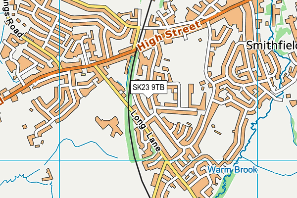 SK23 9TB map - OS VectorMap District (Ordnance Survey)