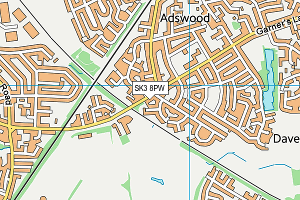 SK3 8PW map - OS VectorMap District (Ordnance Survey)