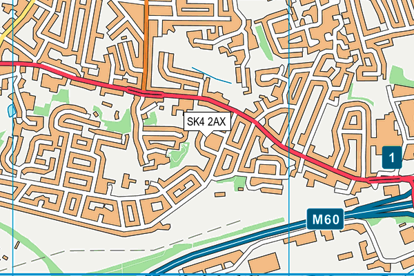 SK4 2AX map - OS VectorMap District (Ordnance Survey)