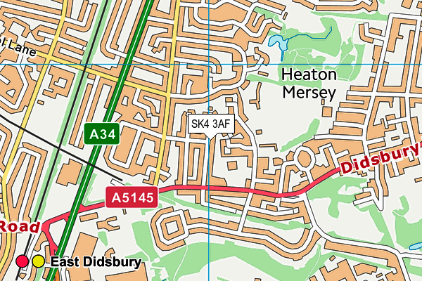 SK4 3AF map - OS VectorMap District (Ordnance Survey)